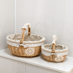 Zhang Xiaoran's Wicker Basket, Hand-Held Basket, Egg and Fruit Basket, Gift Woven Basket, Shopping Basket, Picnic Basket, Snack Storage