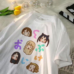 K-On Anime Merchandise T-Shirt, Cosplay Costume, Akiyama Mio, Hirano Yui, Short-Sleeved Summer Top