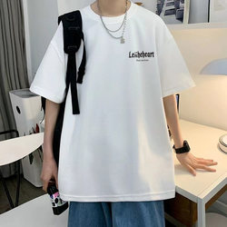 Trendy Brand T-Shirt for Men 2026 New Short-Sleeved Summer Top Student Loose Five-Quarter Sleeve T-Shirt Half-Sleeve Base Shirt
