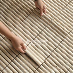 Natural Lime Stone Convex Strip Mosaic Clothing Store Cafe Bar Counter Semi-Circular Stick Travertine Wall Tiles