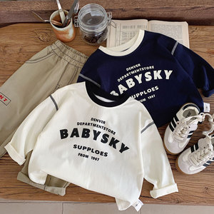 
Pure cotton children's spring and autumn long-sleeved T-shirt in autumn new style for boys casual base shirt for girls baby fashionable tops