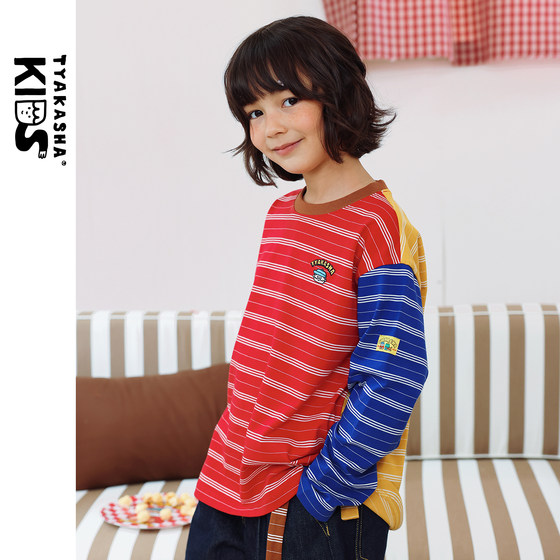 
TYAKASHAKIDS Takasha children's tops 2026 spring boys and girls long-sleeved tops striped long-sleeved T-shirt