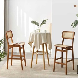 New direct selling ash solid wood high bar chair restaurant milk tea shop cafe bar chair high stool log
