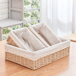 Woven Storage Basket for Desktop Clutter, Snacks, Keys, Facial Masks, Storage Box for Fruits, Rattan Japanese-Style Storage Basket