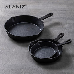 Alaniz Nanz European-Style Steak Frying Pan Uncoated Cast Iron Pan Flat-Bottomed Pan Induction Cooker Universal Pan Mini Pan