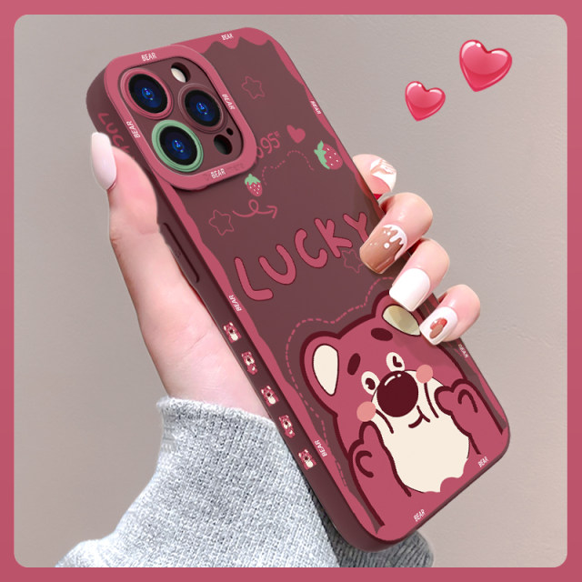 Dudu Bear is suitable for Apple 13 mobile phone case iphone15plus silicone 12mini anti-fall 11promax lens all-inclusive se new 8p cute xsmax cartoon Huawei mate60 female soft