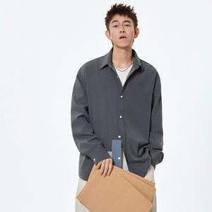 
No-iron anti-wrinkle long-sleeved shirt men's lapel casual loose trendy spring and autumn thin new shirt jacket