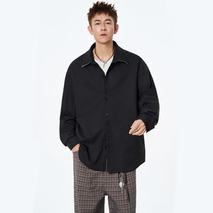 
Lapel casual long-sleeved shirt for men spring and autumn new fashion brand American loose fashion versatile and handsome jacket