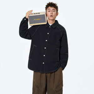 
Topstitch/long-sleeved shirt men's lapel casual loose trend versatile spring and autumn new outer wear shirt jacket