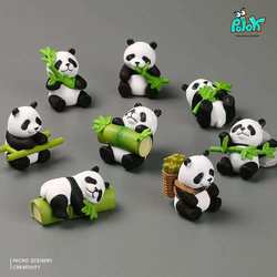 Healing Desktop Small Ornaments Animal Simulation Cute Bamboo Panda Animal Model Doll Car Decoration Accessories