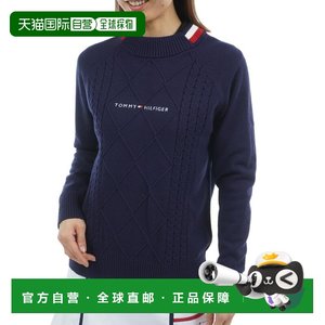 日本直邮TOMMY HILFIGER GOLF 女士马卡龙触感缆绳图案高领针织衫