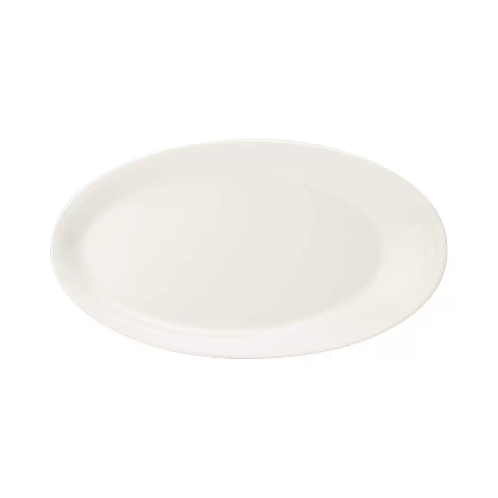 narumi鸣海 餐盘椭圆形盘子不规则形状鱼盘圆盘23cm 白色陶瓷