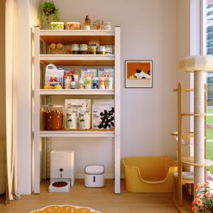 
Steel frame cat feeding table storage rack pet supplies display rack floor-standing storage locker balcony shelf corner cabinet