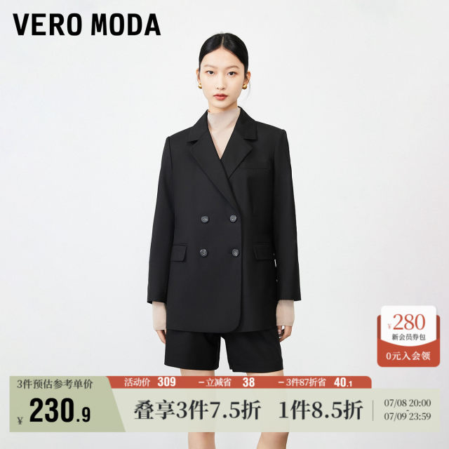 Vero Moda Outlet Suit Autumn and Winter Simple Double Breast Loose Jacket Casual Top Women's Versatile Fashion