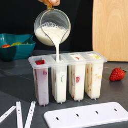 4-Piece Ice Cream Mold Set with Lid for Home Use, Children's Ice Cream Maker, Complete DIY Popsicle Ice Cream Mold Set