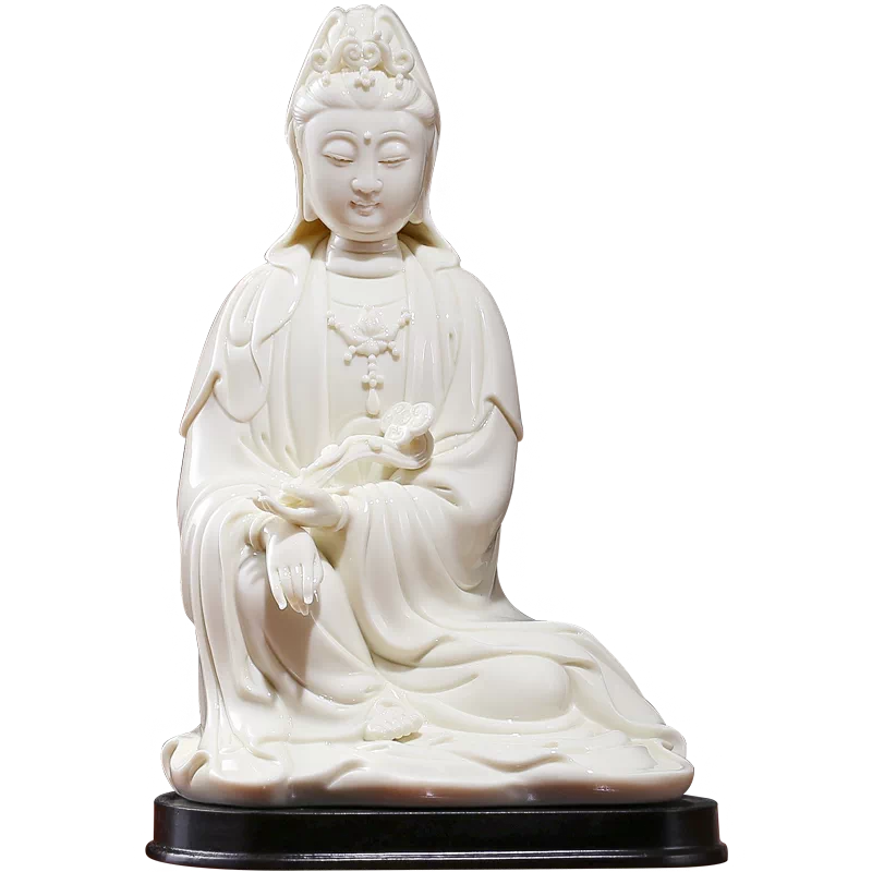 造趣白瓷觀音菩薩德化陶瓷自在觀音擺件家居禪意裝飾如意觀音佛像-Taobao 