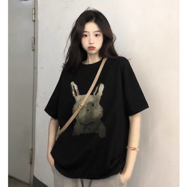 Pure cotton short-sleeved T-shirt for women in summer 2025 new American retro tie-dye printed loose black round neck top ins

