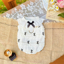 Spring and Summer Breathable Cake Lace Vest Pet Dog Cat Clothes Air Conditioning Clothing Sling for Bichon Frise and Pomeranian