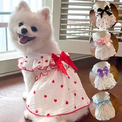Pet Dress Dog Clothes Spring and Summer Lightweight Teddy American Shorthair Ragdoll Cat Heart Cotton Dress