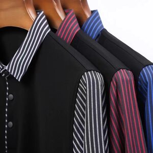 Autumn and winter new men's lapel long -sleeved fake two T -shirt high -end business leisure middle -aged knitted POLO shirt men T
