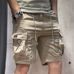 Trendy Summer Thin Cargo Shorts for Men, Loose Straight Casual ins Trendy Versatile Mid-Length Shorts, Pure Cotton Five-Point Shorts