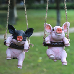 Outdoor Realistic Resin Pig and Koala Hanging Ornaments, Cute Garden and Yard Decoration, Animal Sculpture Crafts