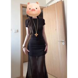 Summer New Style Black Mesh Splicing Women's Dress, Slimming and Elegant Design, Slim Fit, Niche Hot Girl Long Dress
