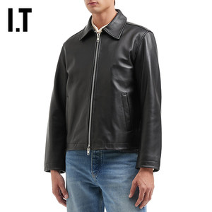 
IT SUNFLOWER men's lapel leather jacket new retro styled zipper leather jacket 6027BLMQ
