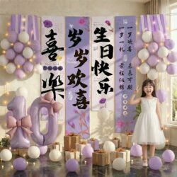 Happy Birthday Decoration Scene for 10-Year-Old Girl, Hanging Cloth, Children's Decoration, Balloon Background Props, 12Th Birthday Ceremony