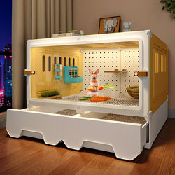 Panoramic Rabbit Cage with Toilet, Large Home-Use Rabbit House Villa, Luxurious Indoor Special Cage for Dwarf Rabbits and Guinea Pigs