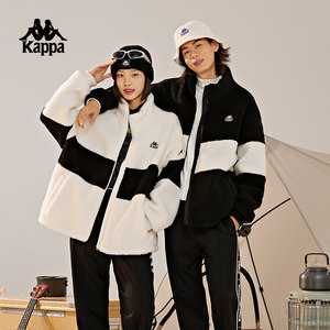 
Kappa Kappa lamb velvet new men's and women's color-blocking jackets outdoor stand-up collar cold weather clothing tops