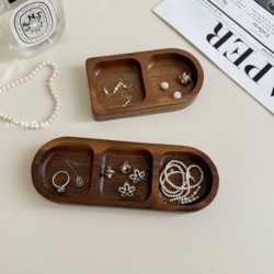 ins Retro-Style Wooden Jewelry Box Storage Box Home Living Room Entrance Decoration Creative Desktop Display Tray