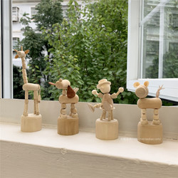 ins Wind Desktop Fun Animal Figurines Wooden Figures with Adjustable Joints Desktop Decoration Photo Background Decoration