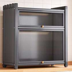 Kitchen Condiment Storage Rack Multi-Functional Countertop with Cover Dust-Proof and Rust-Proof Condiment Storage Cabinet Storage Cabinet for Home Use