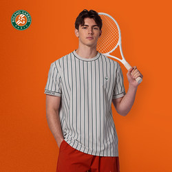 Roland Garros French Open Quick-Drying Tennis Short-Sleeved T-Shirt Summer New Men's Vertical Striped Tennis Shirt Sports Top