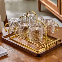 Glass Cup for Home Use, High Temperature Resistant, with Handle, Large Capacity Water Cup, High-End, Light Luxury, Office Hospitality Tea Cup Set