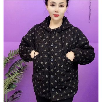 
Autumn and winter velvet warm hooded women's coat and trendy cotton coat