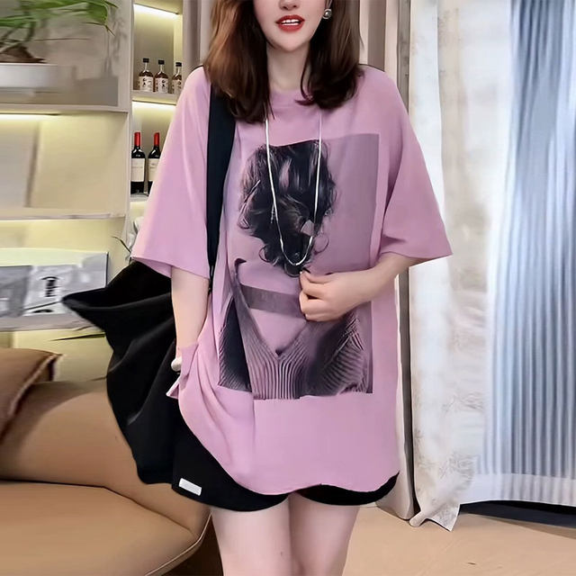 Pure cotton short-sleeved t-shirt for women 2024 summer new style mid ...