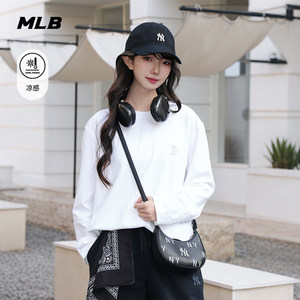 
MLB official men's and women's versatile solid color casual small label cool long-sleeved T-shirt 26 spring new TSB01