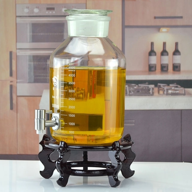 业发 高硼硅玻璃油缸厨房大容量装油瓶