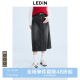 Lecho Contrast Color Pressed Line Straight Denim Long Skirt Spring New Gray Skirt C2HFF1311