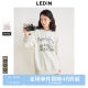 Lecho Spotted Dog Round Neck Sweatshirt Autumn New Letter Print Loose Top Cartoon Pullover Sweatshirt