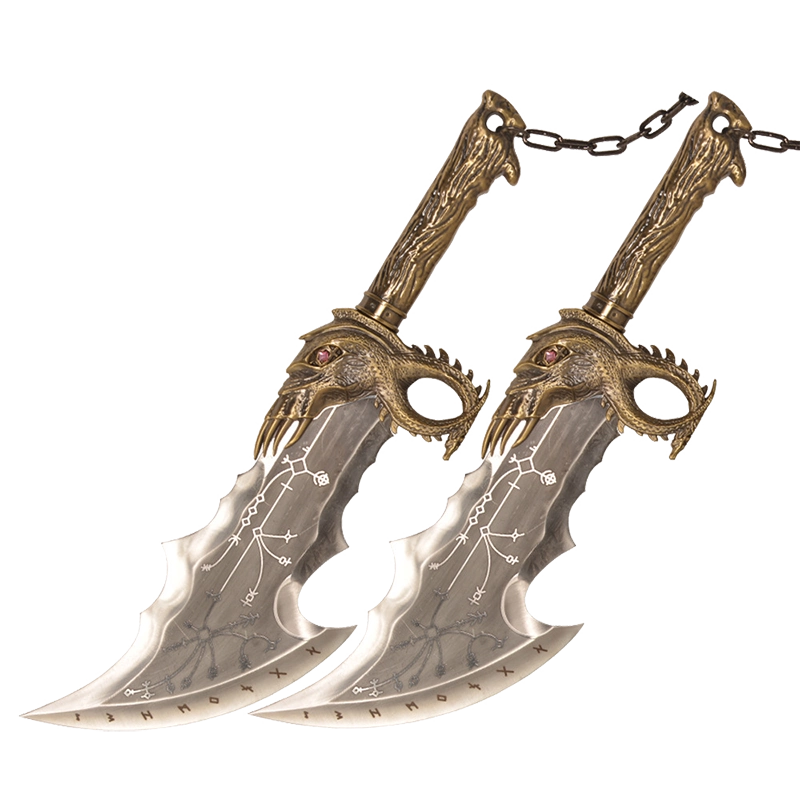 鑄劍谷戰神5混沌之刃奎託斯鎖鍊雙刀1:1全金屬武器cos道具未開刃