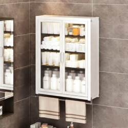 No-Drill Bathroom Storage Cabinet, Wall-Mounted Waterproof Storage Cabinet, Small Apartment Bathroom Shelf Above the Toilet