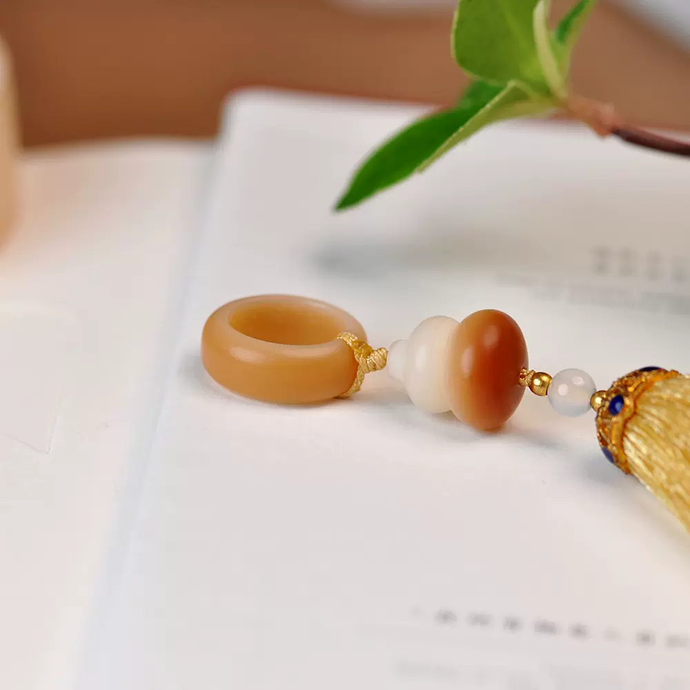 原创天然菩提葫芦跑环流苏穗子挂件菩提子文玩手持吊坠手串配饰