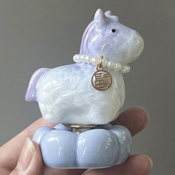 Jingdezhen Crystal Glaze Rotating Little Horse Desktop Ornament Car Decoration Accessory, Get Rich Immediately, Healing Style Car Accessory