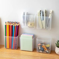 Wall-Mounted Remote Control Storage Box, Home Student Dormitory Stationery Box, Transparent Punch-Free Desk Storage Box