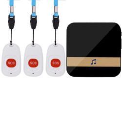 Three-In-One Elderly Pager Wireless Home Long-Distance Patient Emergency Alarm One-Button Call for Help Remote Doorbell