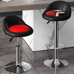 Bar Stool Adjustable and Rotating Experimental Office Bar Ktv Commercial Household High-Footed Stainless Steel Chair with Backrest