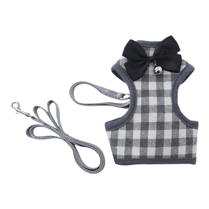 Cat traction rope gray-white spliced ​​plaid vest-style chest strap cow cat special anti-breaking rope for cats
